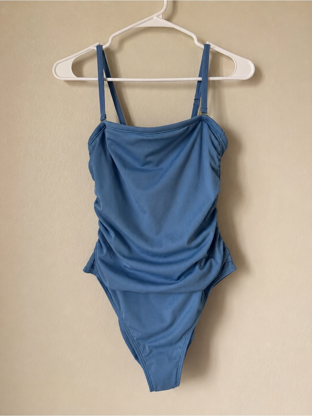 Shade & Shore Blue Ruched One Piece Swimsuit Size M (8-10)